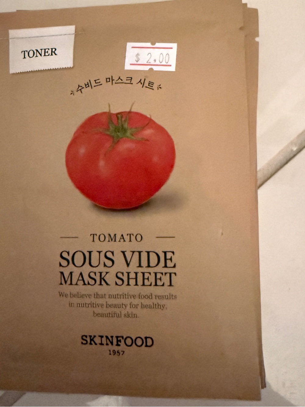 Skinfood toner sheet mask